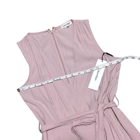 CALVIN KLEIN NWT Dusty Rose Textured Gauze Sleeveless Mock-Wrap Jumpsuit 6 - Picture 6 of 12